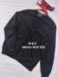 M&S sweterek wełniany Marks & Spencer rozpinany szary merino wełnaL/XL