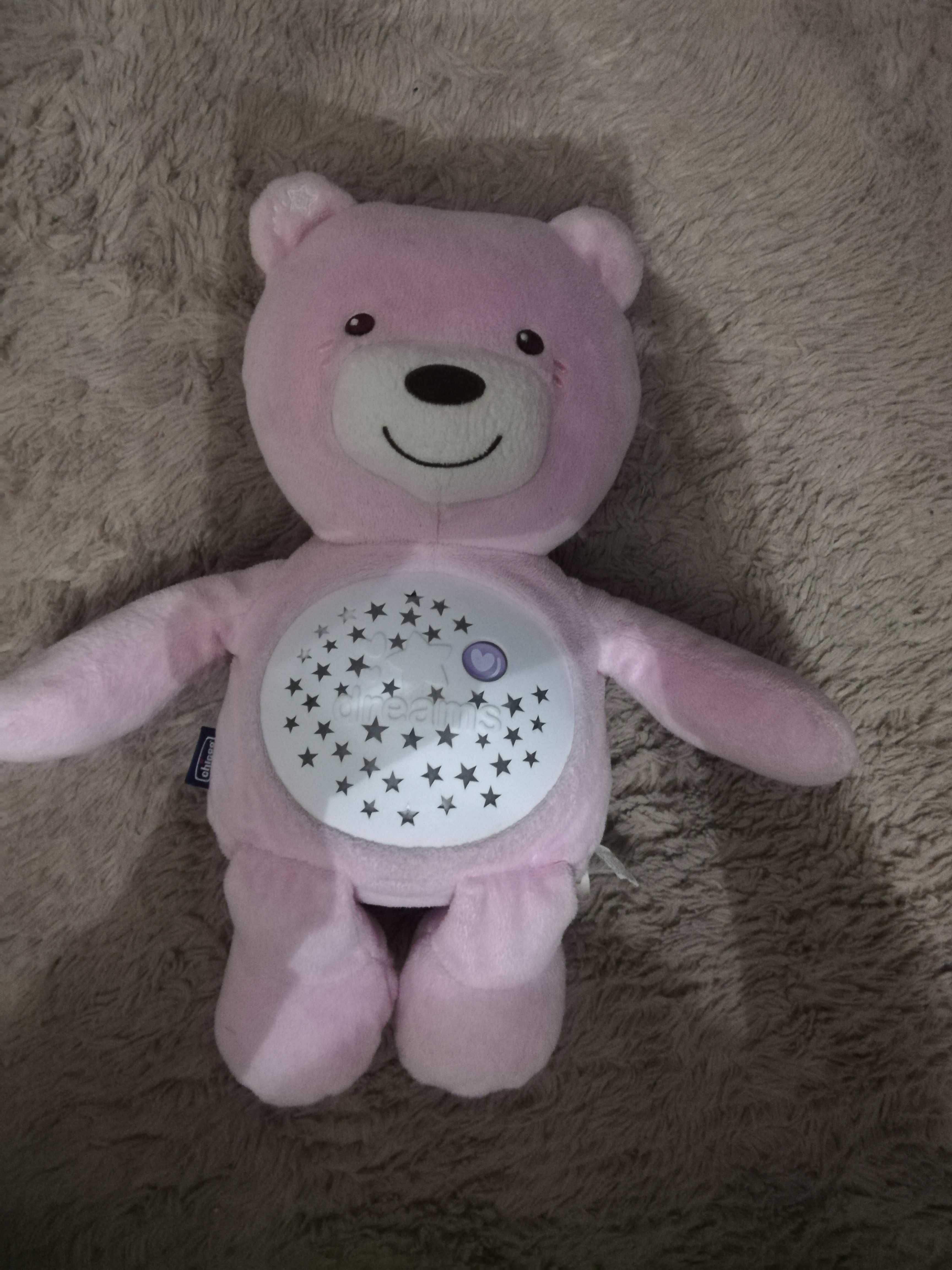 Chicco, First Dreams, miś z projektorem, różowy