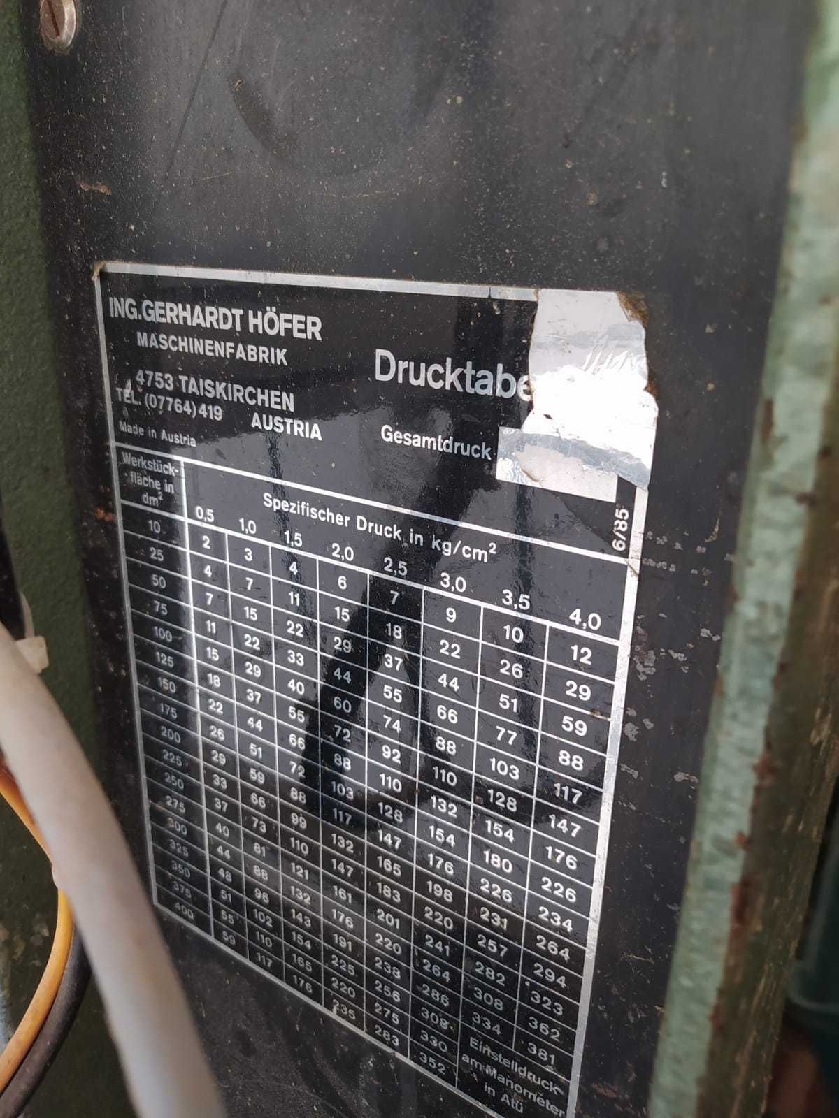 Prasa półkowa hydrauliczna Hofer