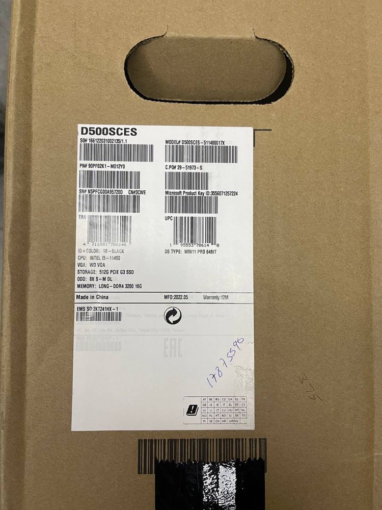 Asus ExpertCentre D500SCES-511400017X 16 GB 512 SSD
