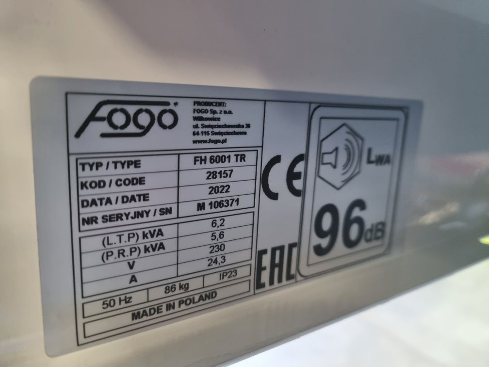 Agregat Prądotwórczy FOGO FH6001TR 6.2 kW Honda AVR wysyłka 24h