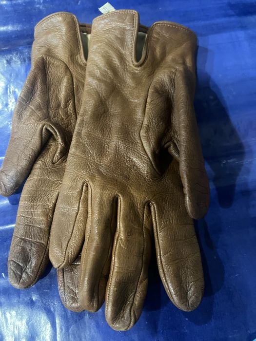 коричневі шкіряні рукавички Celine