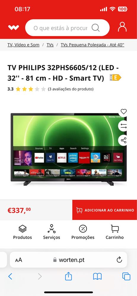 Smart TV 32” Philips nova c garantia
