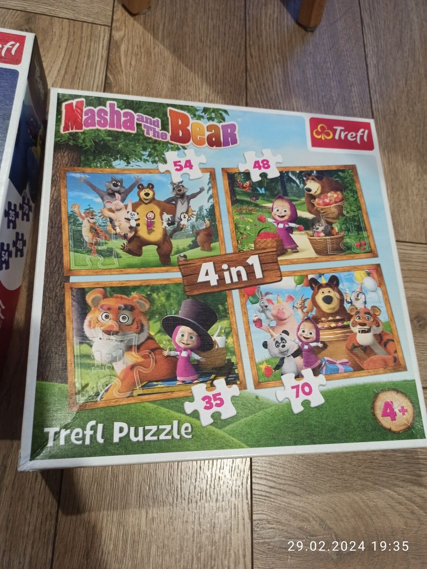 Zestaw puzzli, 12 układanek, 4w1, Dora, Masza,Trolle