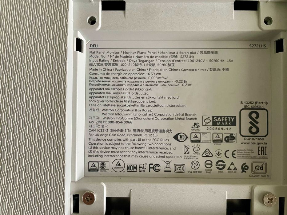 Monitor Dell S2721HS IPS FHD 16:9 75Hz FreeSync (ótimo estado)