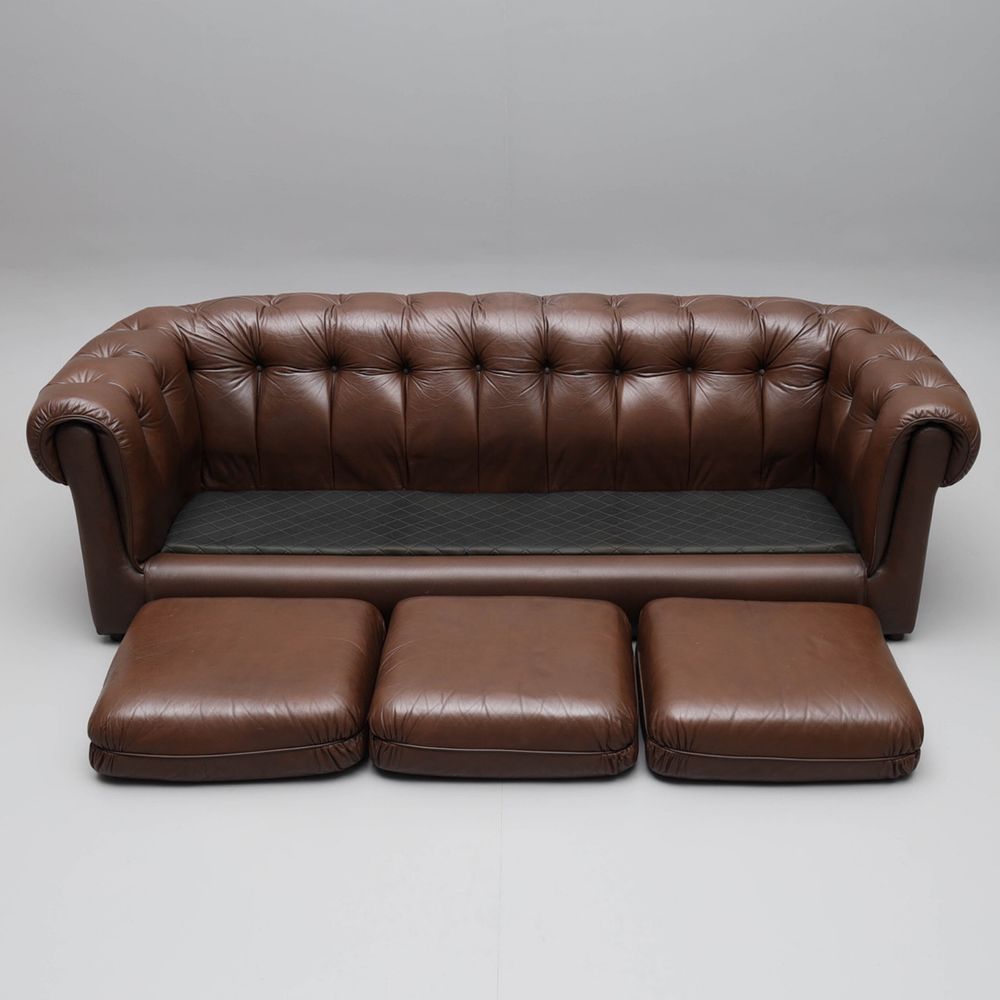 Sofa skorzana z fotelem 3+1 Chesterfield