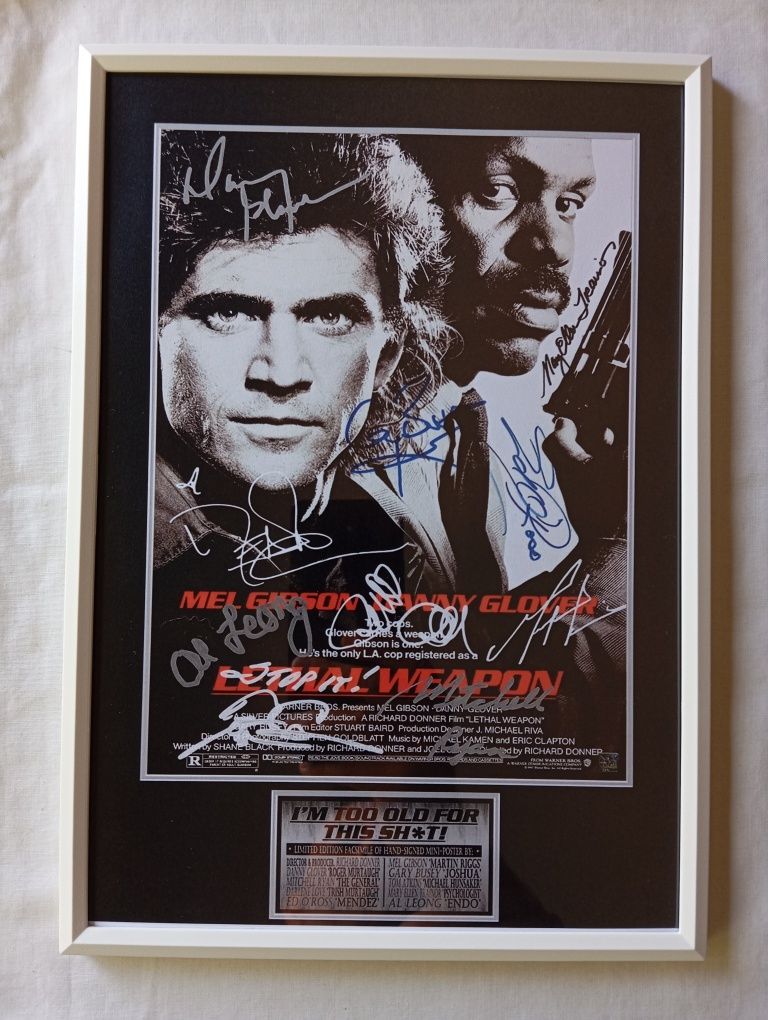 Moldura Filme Lethal Weapon com Autógrafos (A4)