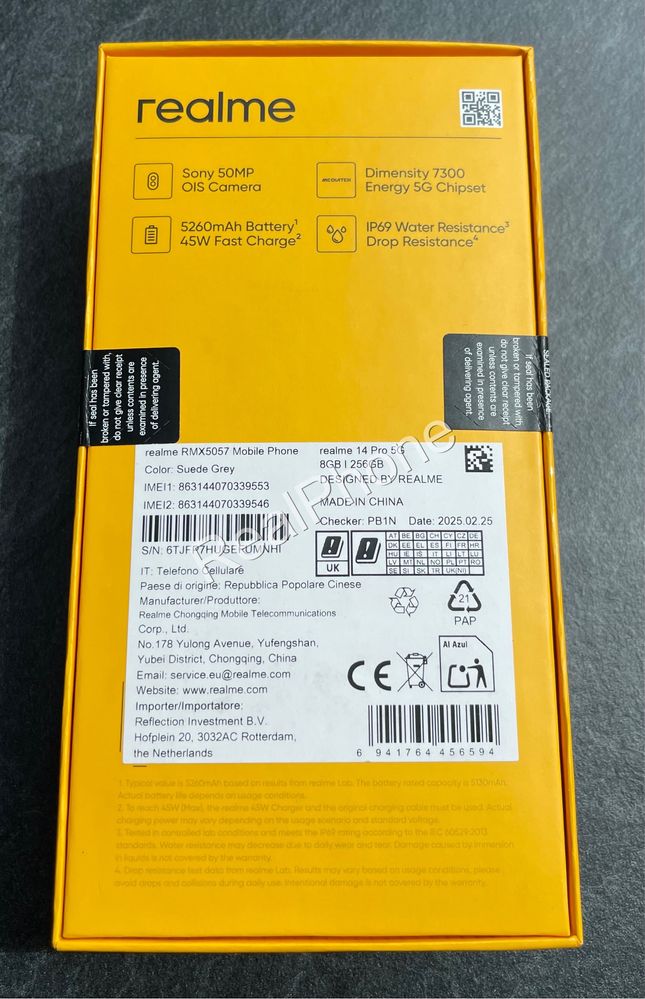 Смартфон Realme 14 Pro 5G 8/256GB Suede Gray