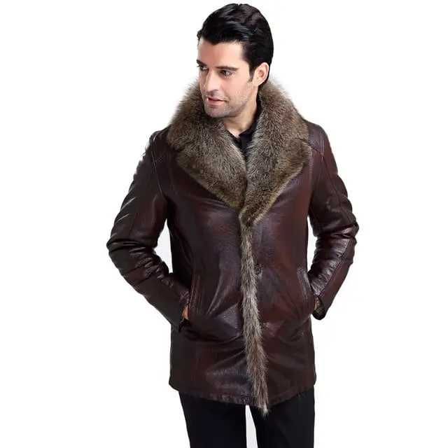 Зимова куртка зі шкіри та натурального хутра Boerman