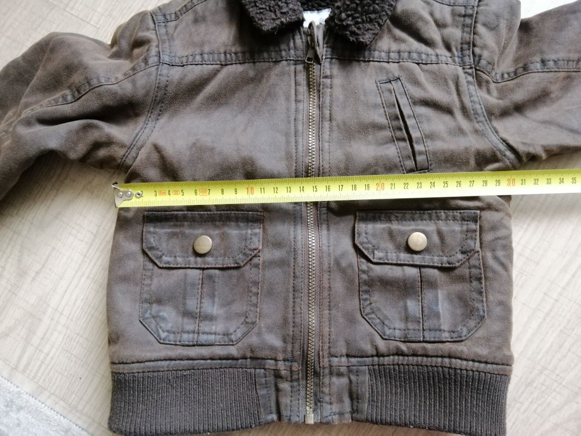Утепленная демисезонная куртка-авиатор для мальчика на год рост 76 см