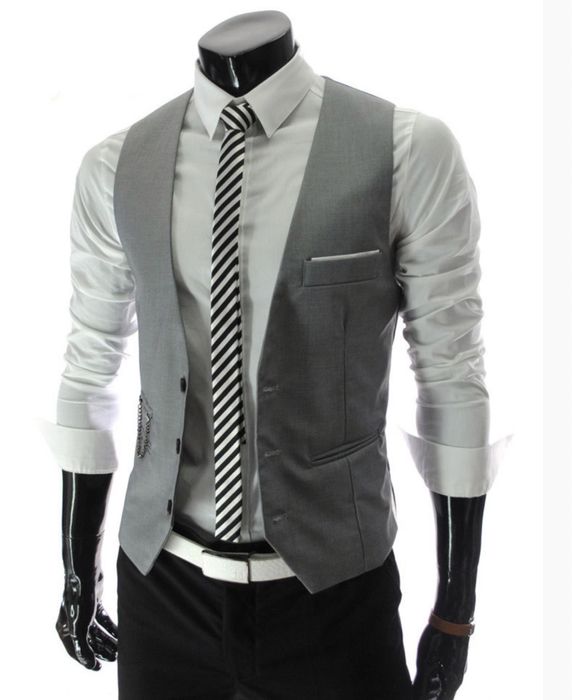 Kamizelka elegancka sportowa szara slim fit