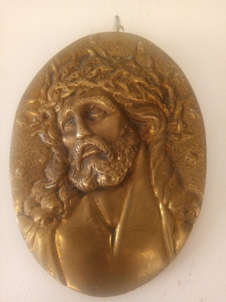 Imagem moldura em bronze de cristo antiga