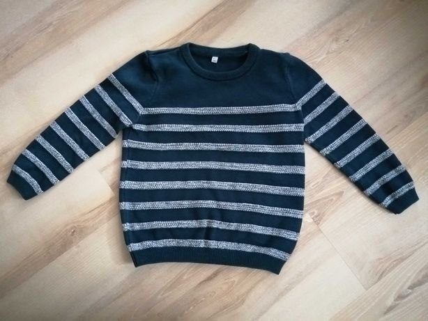 Granatowy sweter w paski Marks & Spencer Rozmiar 98/104