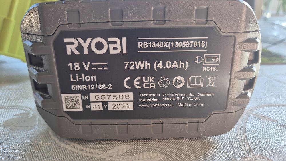 Zestaw Szlifierka Ryobi + Akumulator 4Ah + Ładowarka