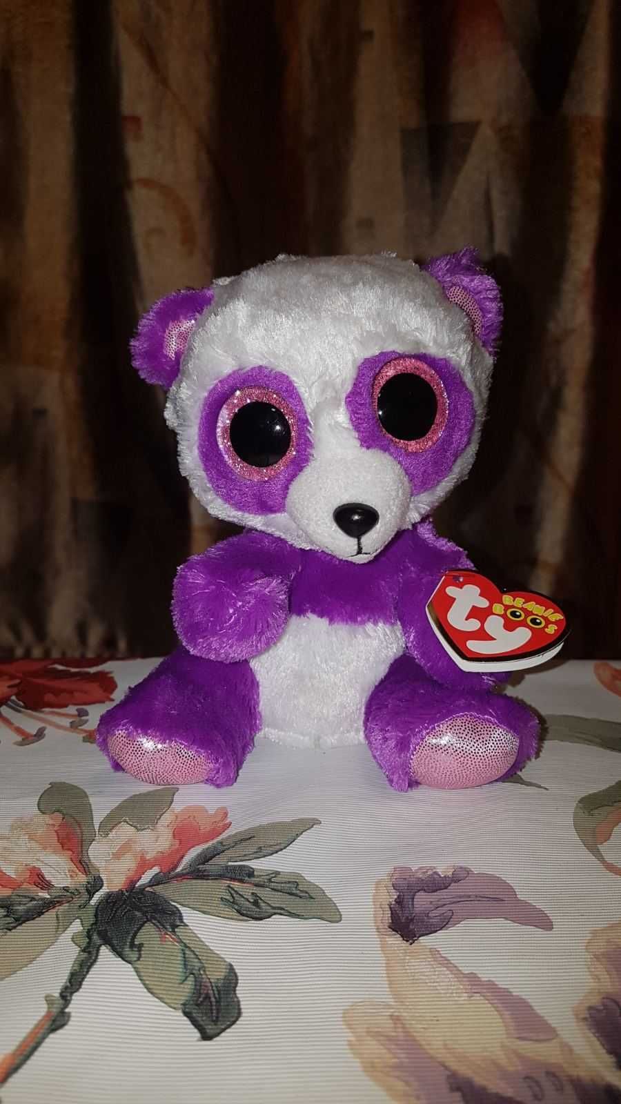 TY Beanie Boos сиреневая пандочка, панда BOOM BOOM 15 см