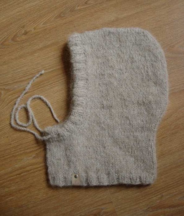 beżowy fluffy kaptur balaclava alpaka i kaszmir