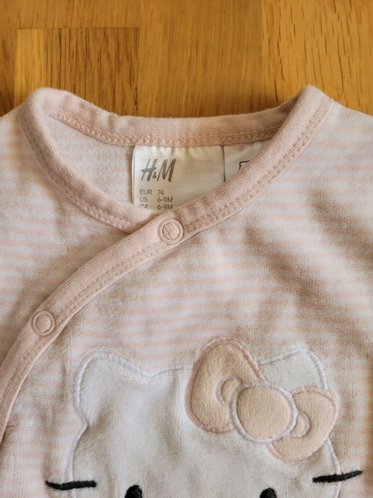 Welurowy pajacyk piżamka H&M Hello Kitty 74 JAK NOWY