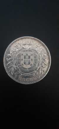 Moeda 1 escudo prata de 1915 em prata e 20 centavos 1920
