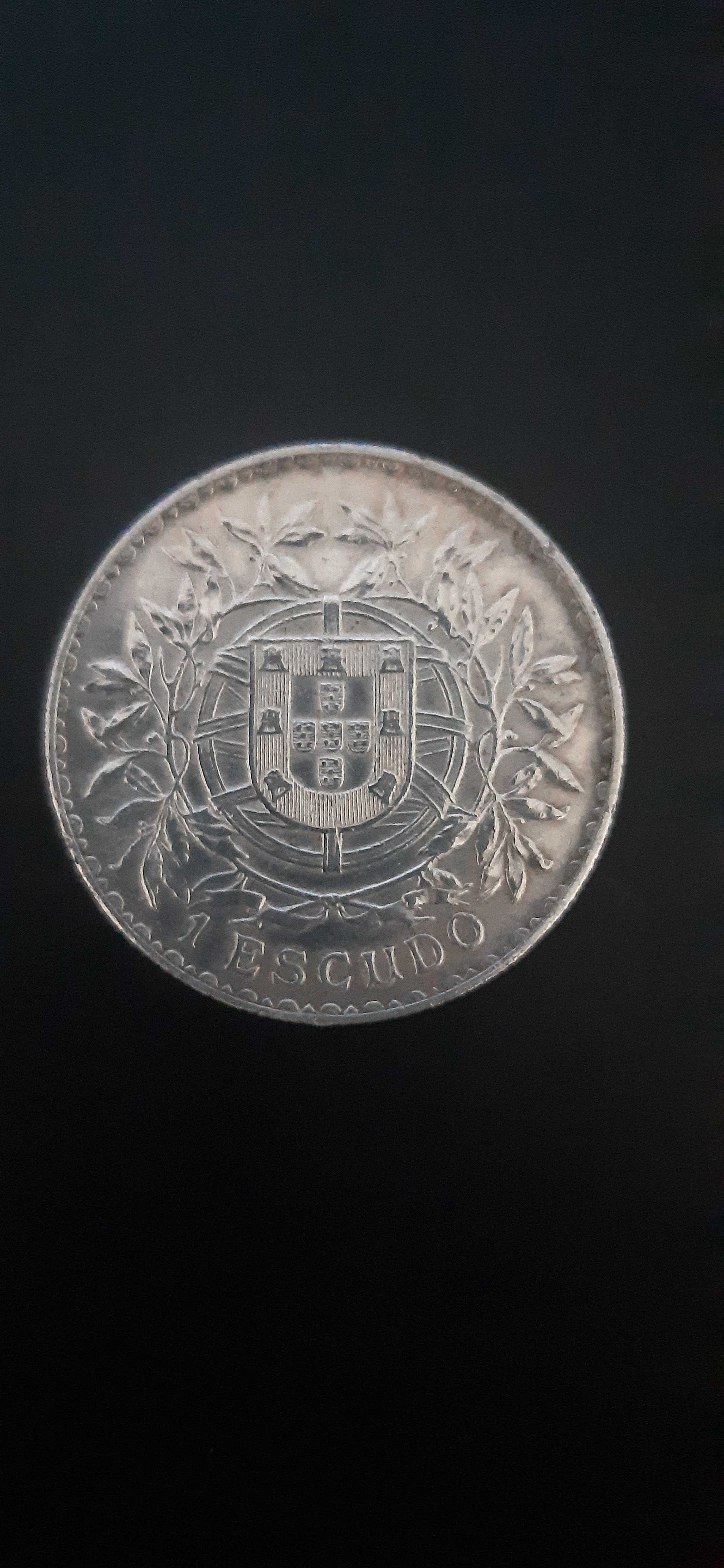 Moeda 1 escudo prata de 1915 em prata e 20 centavos 1920