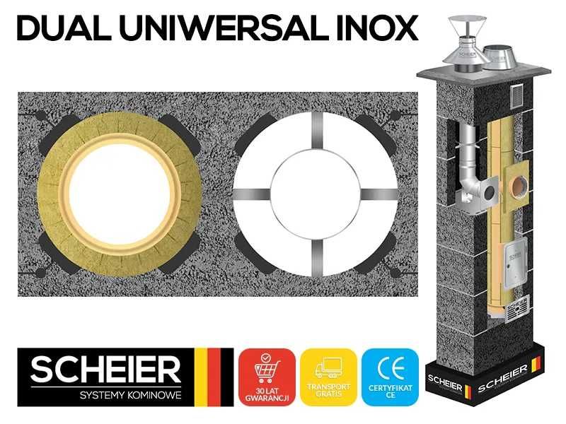 System kominowy komin DUAL TURBO INOX fi 200 + fi 80 7m zestaw 2K