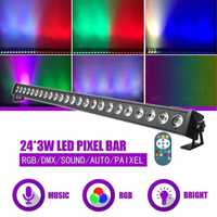 Listwa Belka Led Bar 24x3W RGB Mix Kolorów Stroboskop DMX + Pilot