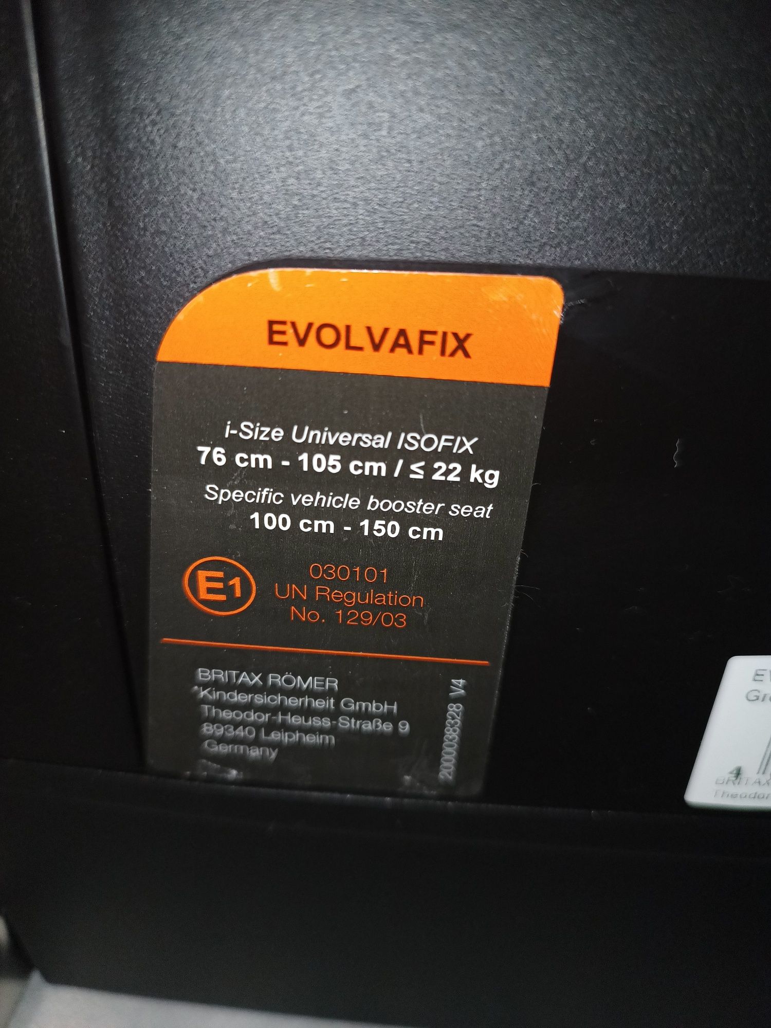 Автокрісло 9-50 Britax Römer Evolvafix ізофікс