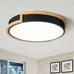 Lampa sufitowa LED Vikaey 36W, czarna z drewnem 40cm, 4000K