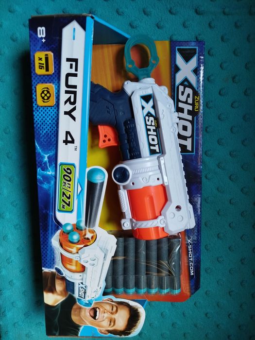 Nowy X-Shot Fury 4 –pistolet typu nerf, blister, pełny zestaw