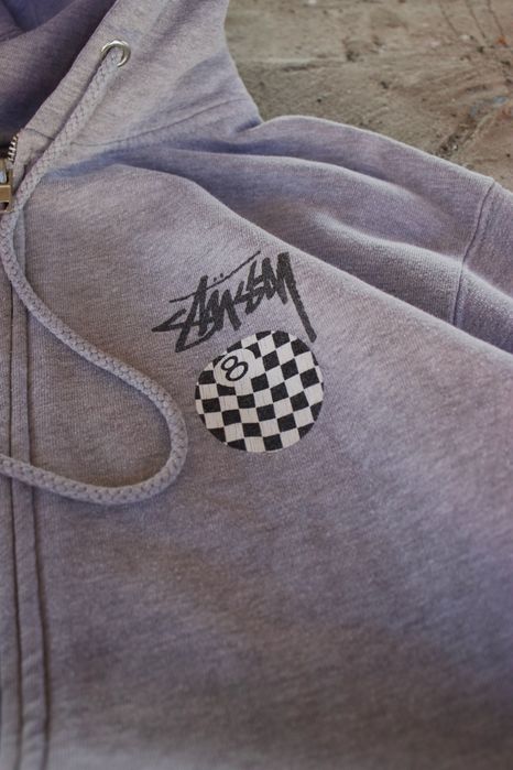 Rare Stussy 8 Ball Checker Pattern Zip Hoodie Usa