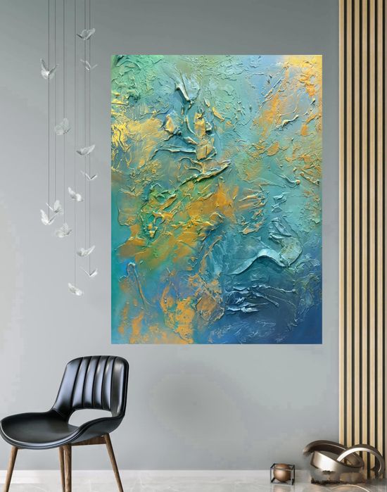 Obraz abstrakcyjny abstrakcja recznie malowany strukturalny