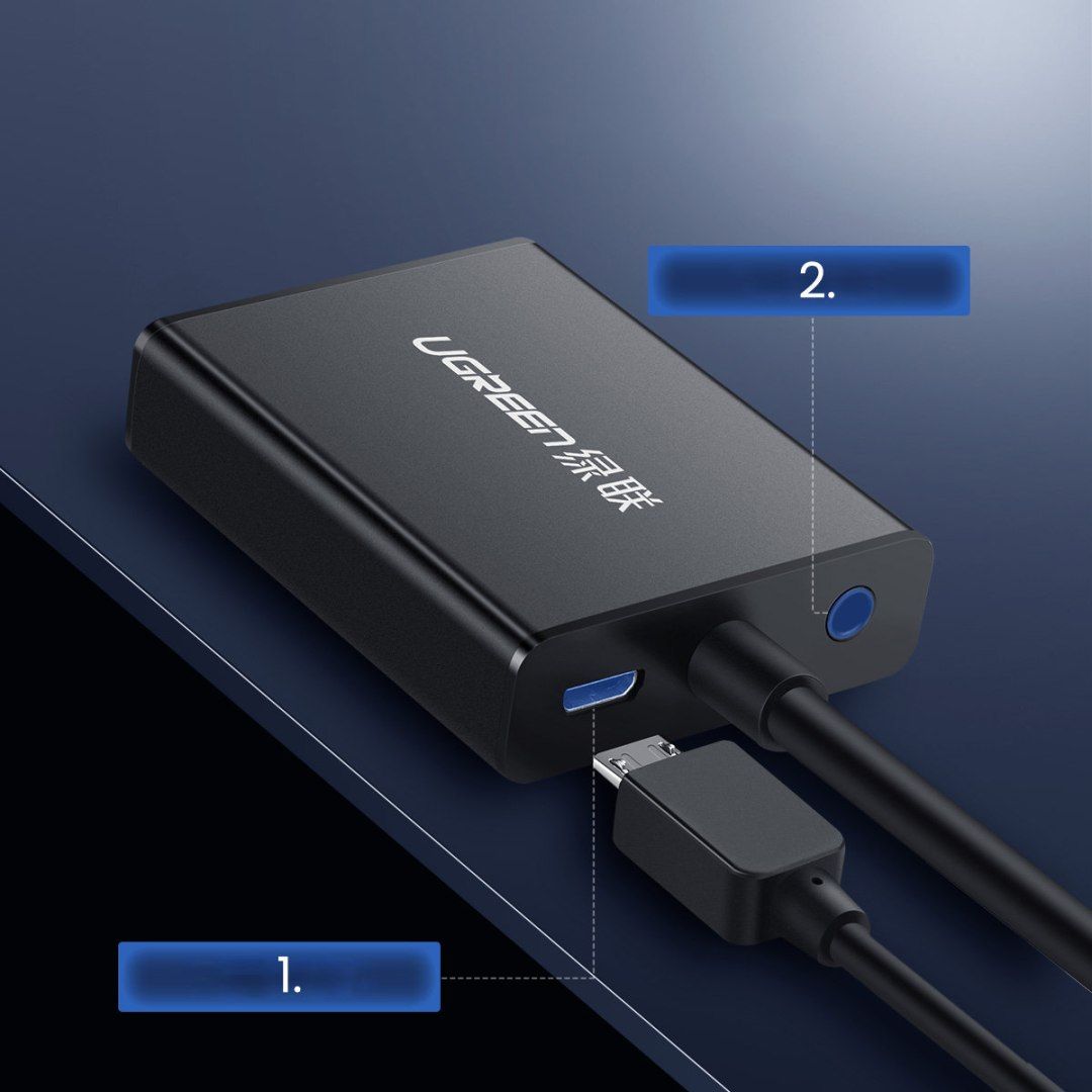 Przejściówka adapter HDMI - VGA + kabel USB - micro USB 1m czarny