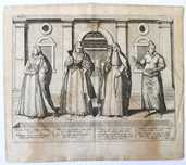 Mulheres da Índia (Portuguesas) gravura de Linschoten, 1596 - rara