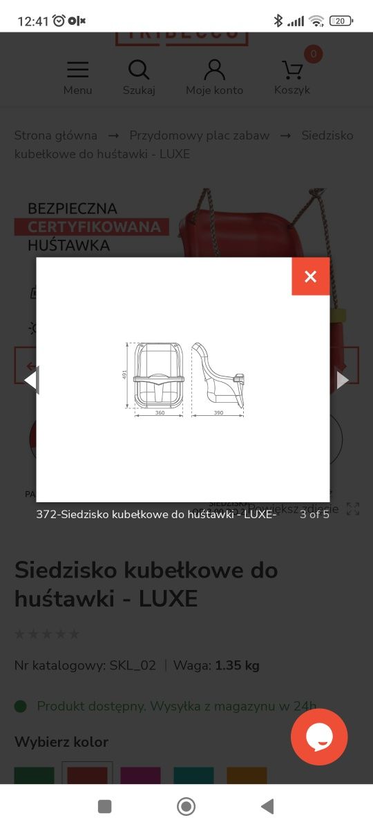 Huśtawka kubełkowa Tribbeco