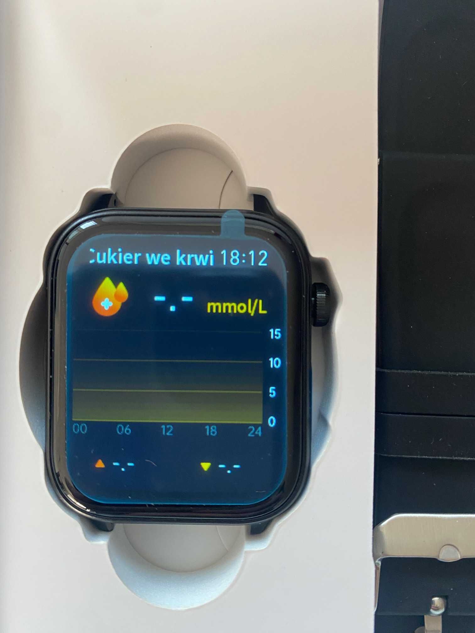 Zegarek Smartwatch Glukoza Cukier Lipidy Kwas moczowy EKG Połączenia