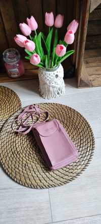 Różowa mini torebka 2w1 portfel i etui na telefon
