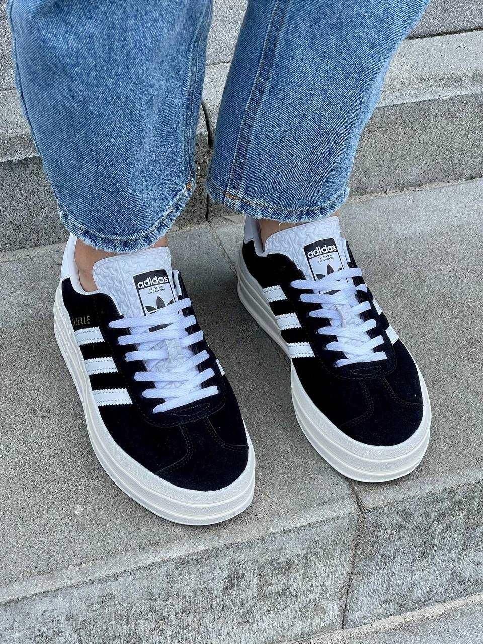 Жіночі кросівки Adidas Gazelle Bold Black White (36-40 р.)