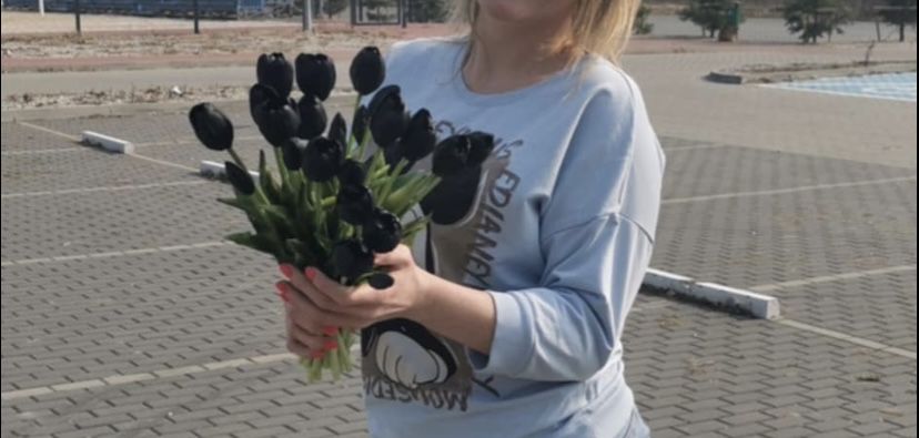 Czarne tulipany silikonowe bukiet 5 szt wysokość 40 cm