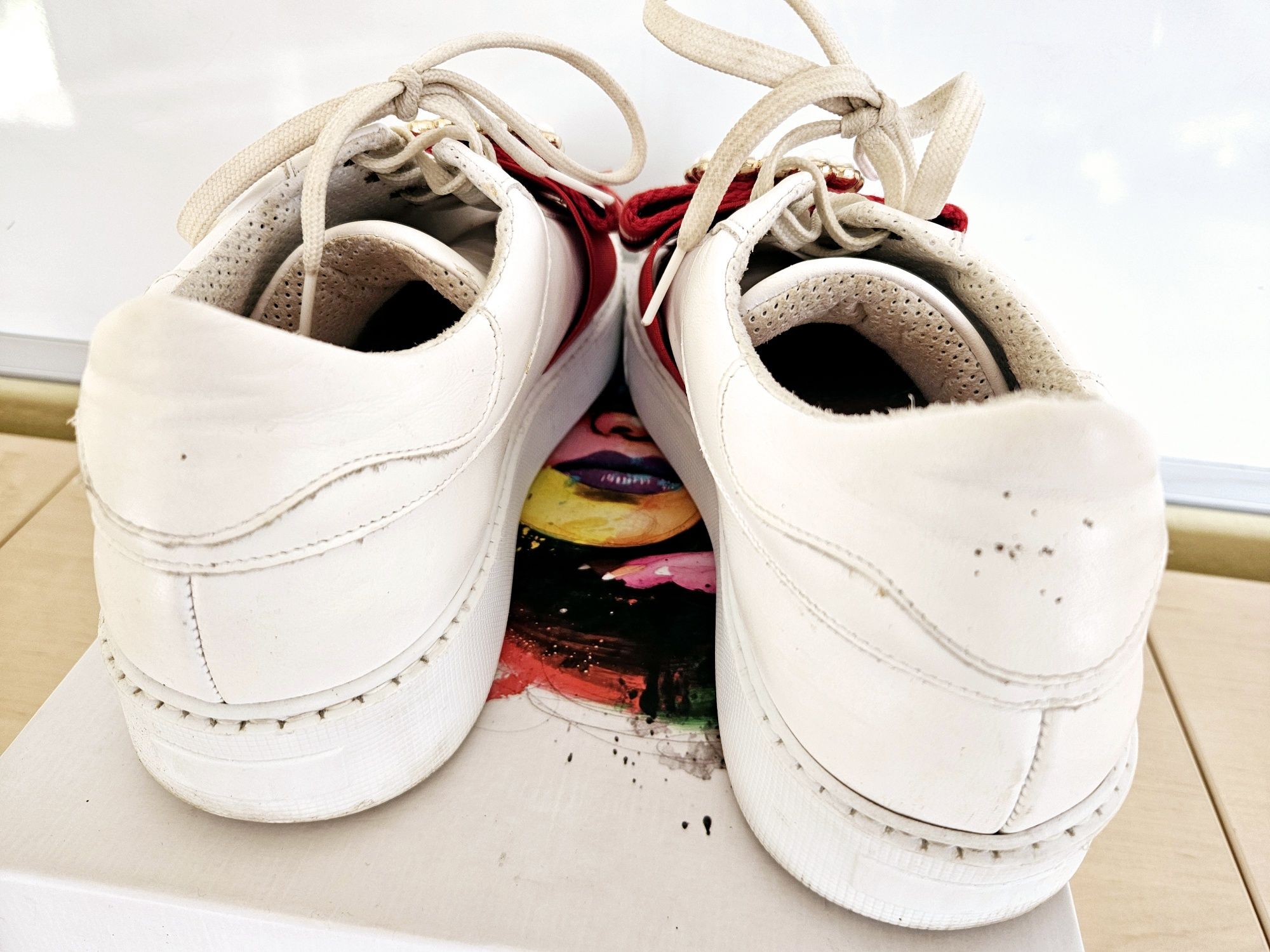 Białe sneakersy L'Estrosa skóra włoska