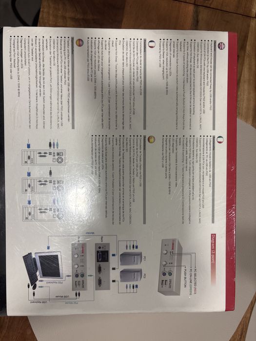 KVM 4 entradas VGA, teclado e rato