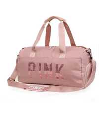 Спортивна жіноча сумка з паєтками рожева