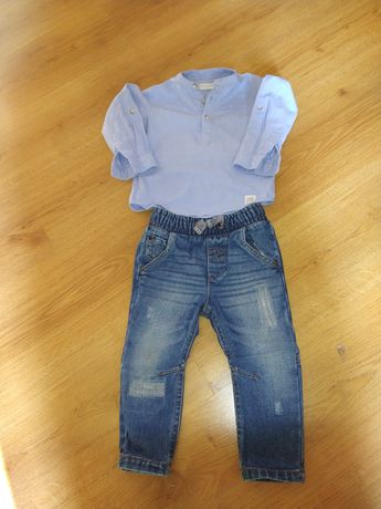Spodnie jeansy  koszula Reserved komplet chłopięcy 86roz