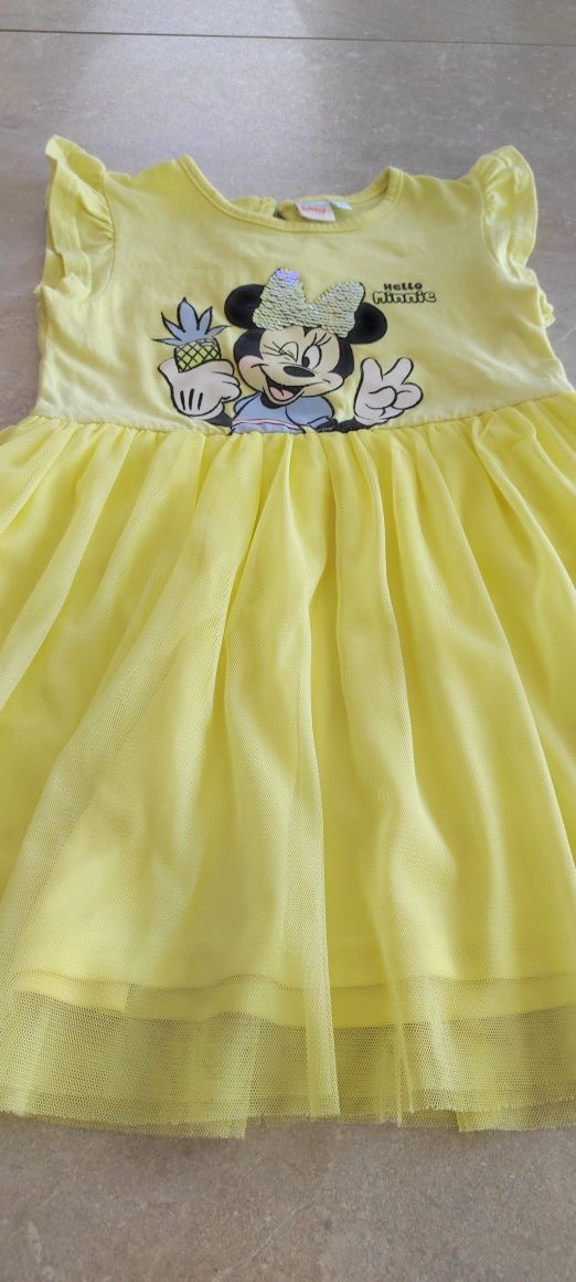 Sukienka tiulowa Żółta Myszka Minnie Disney 92