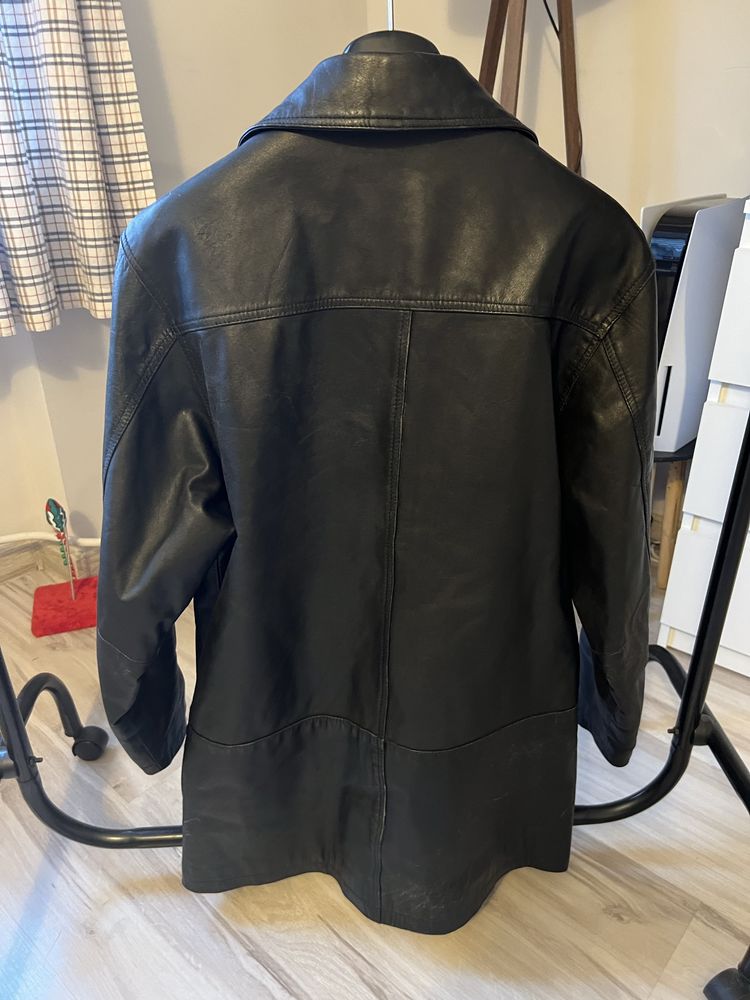 Męski czarny skórzany płaszcz Dakota M motocyklówka skóra vintage