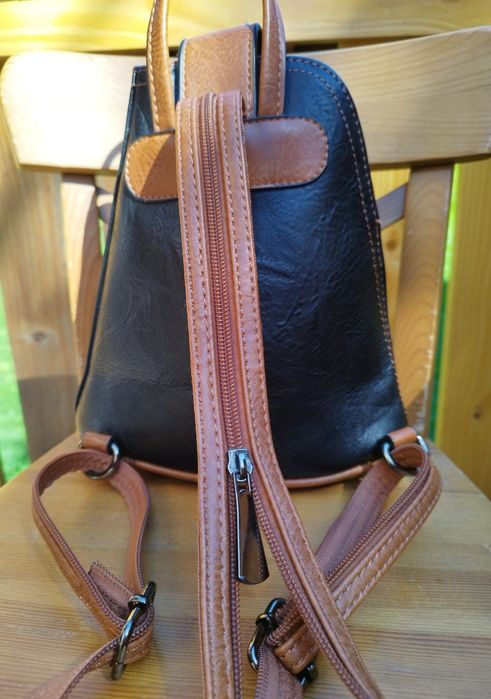 Plecak skóra ekologiczna, czarny, mały