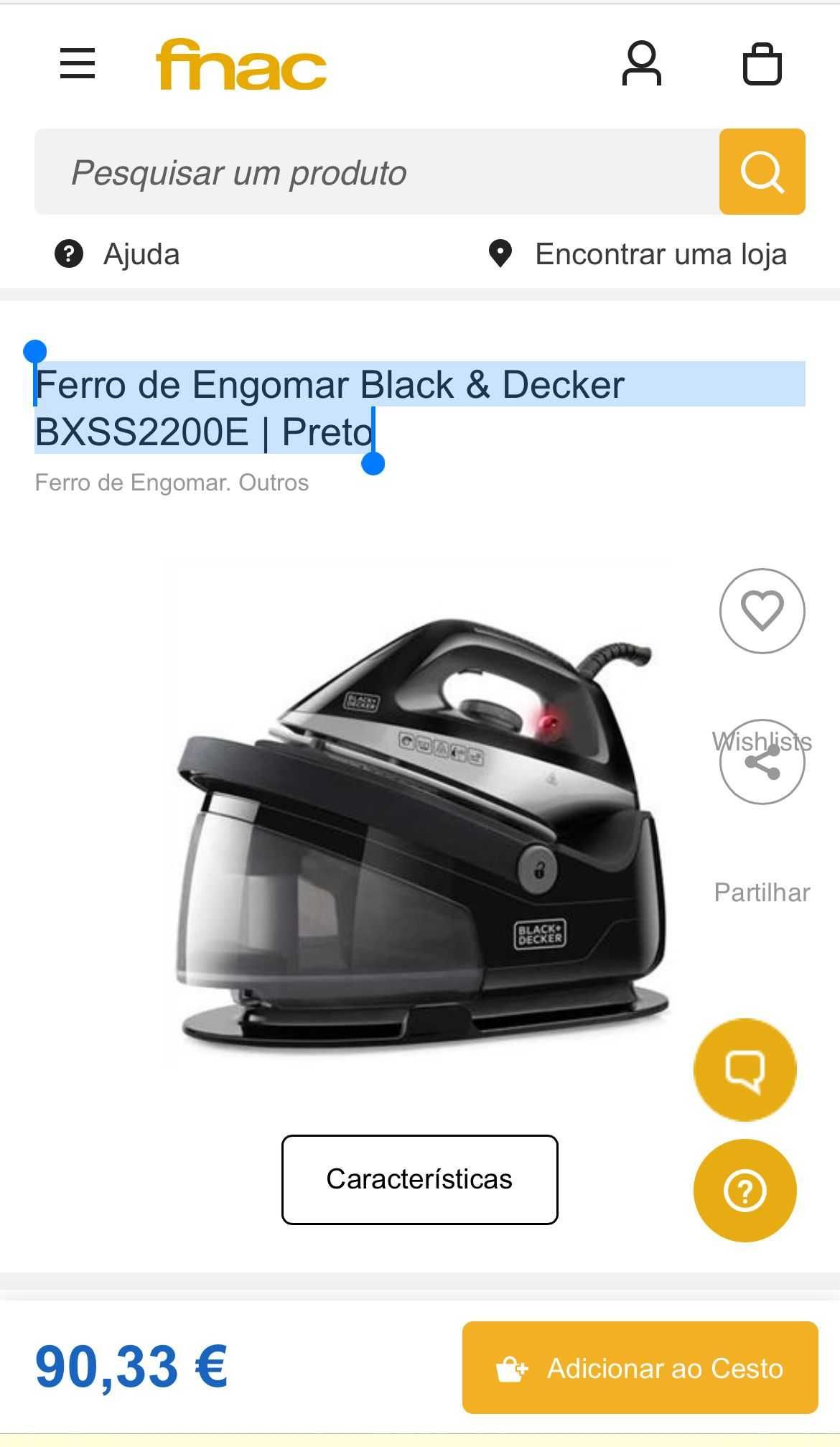 Vendo ferro de engomar Black and Decker