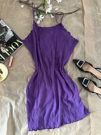 fioletowa sukienka prążkowana na lato XXL