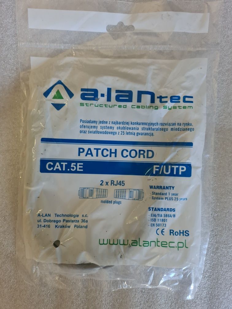 2 kable 2 x RJ45 kabel sieciowy Patch Cord Alantec