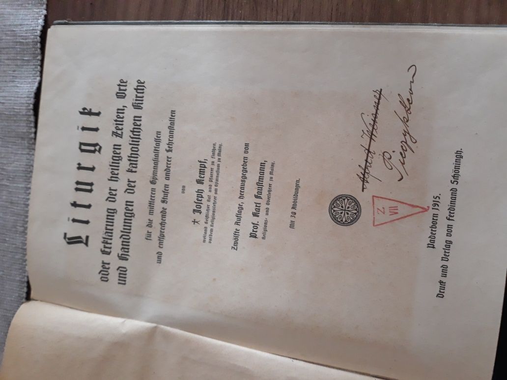 1915r. Liturgik - Kempf & Faustmann. Stara książka. Liturgia
