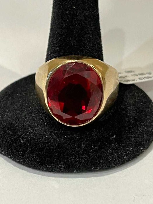 Złoty sygnet z nat. rubinem, pr585, rozm 23, 19.86gr/Komis Krzysiek