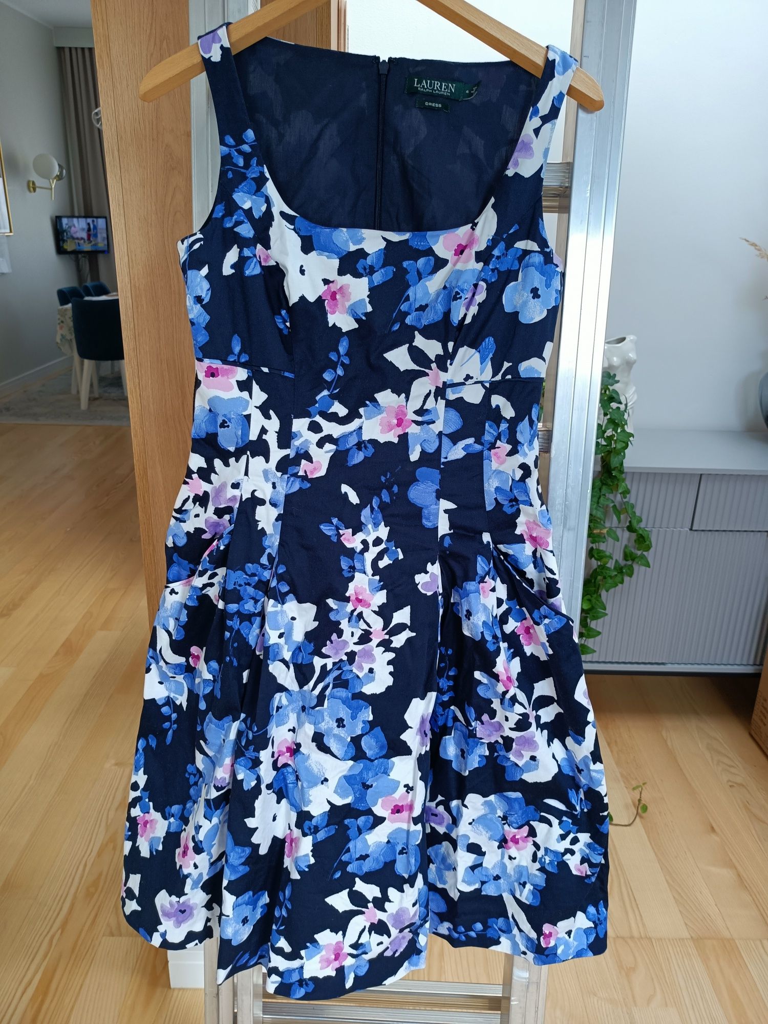 Sukienka Lauren Ralph Lauren rozmiar S 36 kwiaty granatowa